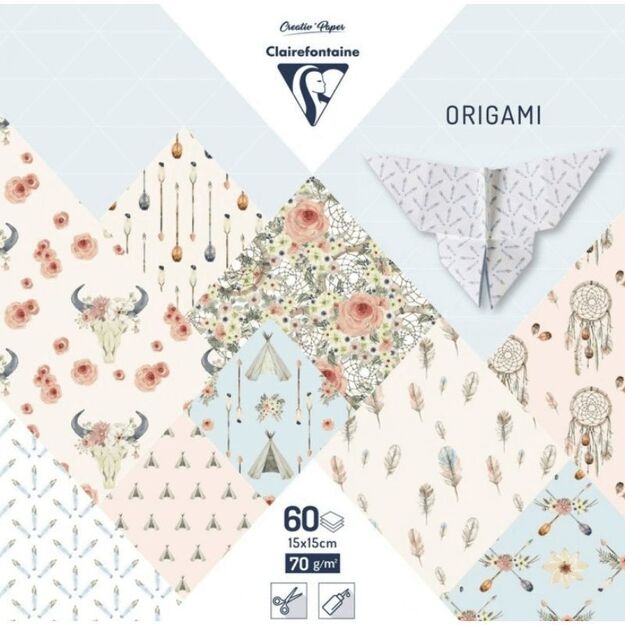 Origami popierius 15x15 „Decorativ“,  60 lap.