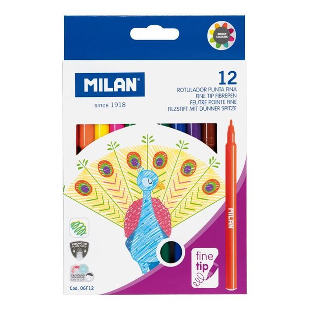 Flomasteriai 12 spalvų „Milan Fine“