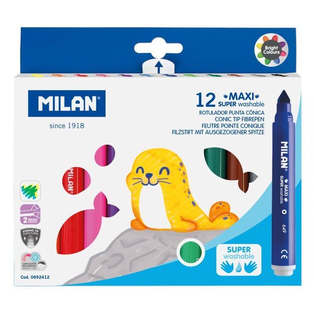 Flomasteriai 12 spalvų „Milan 649 maxi“