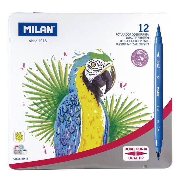 Flomasteriai 12x2 spalvų „Milan 6161“, dvipusiai
