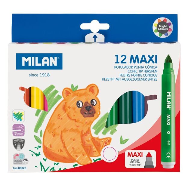 Flomasteriai 12 spalvų „Milan 641 maxi“
