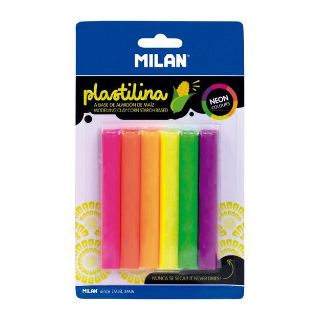 Plastilinas  6 spalvų „Neon Milan“   70g.