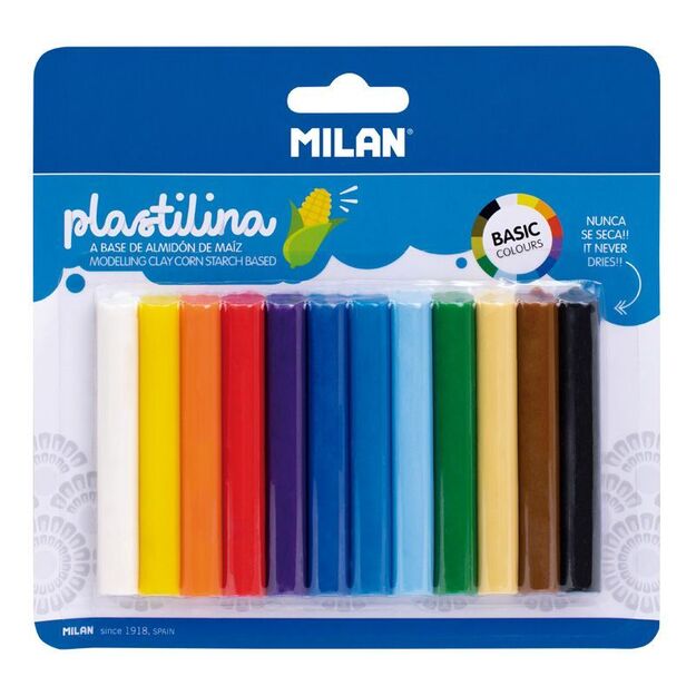 Plastilinas 12 spalvų „Milan“     140g.
