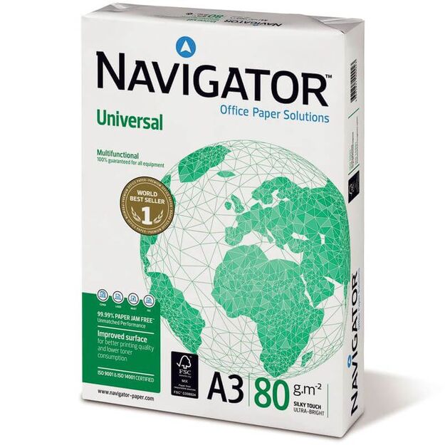 Popierius „Navigator“, A3,   80g,   500 l.